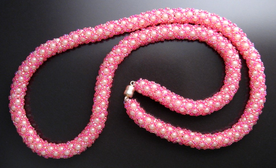 White Pearls in Bright Pink White Pearls in Bright Pink